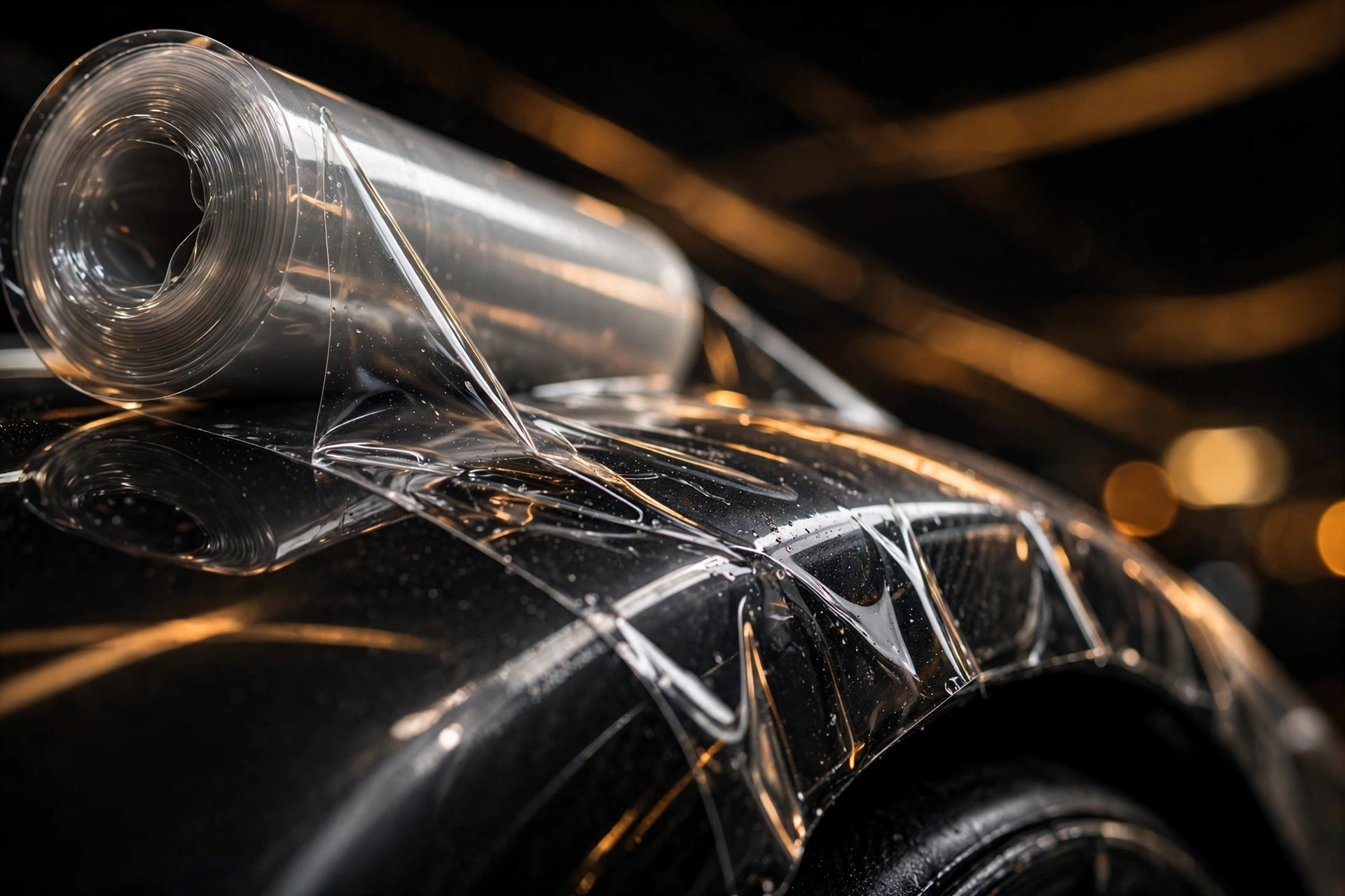 Close-up of glossy Jizzy Tek paint protection film
